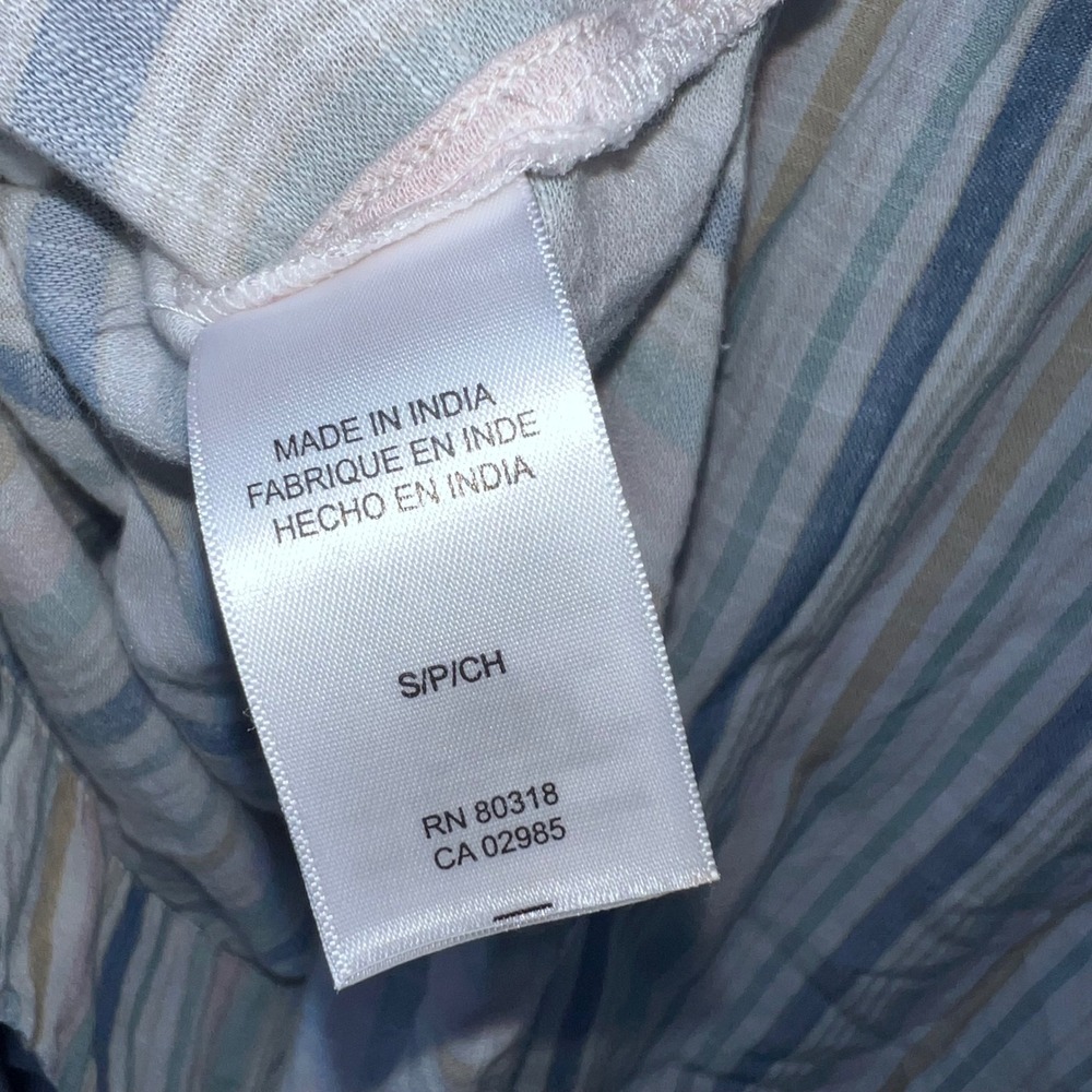 Lucky Brand Women S/P pastel Multi Color Striped Henley Empire Waist Top - Picture 6 of 6